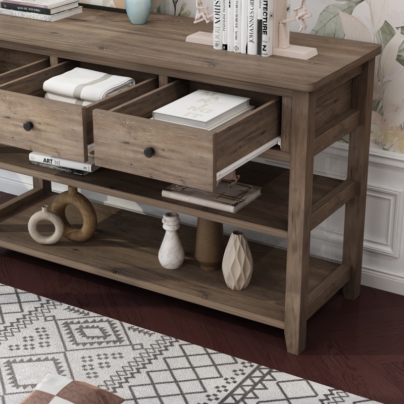 GoDecor Wooden Console Table Sofa Table Entryway Table with 3 Drawers ...